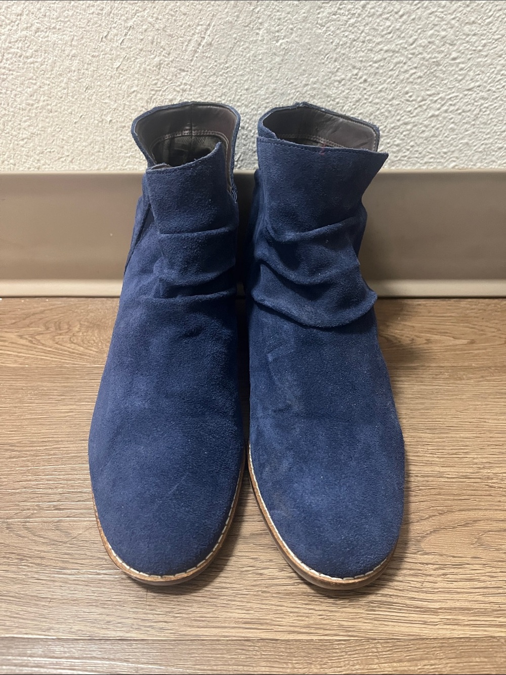 Cole Haan WoMen's Navy Suede Ankle Boots - Slip-On Casual Style